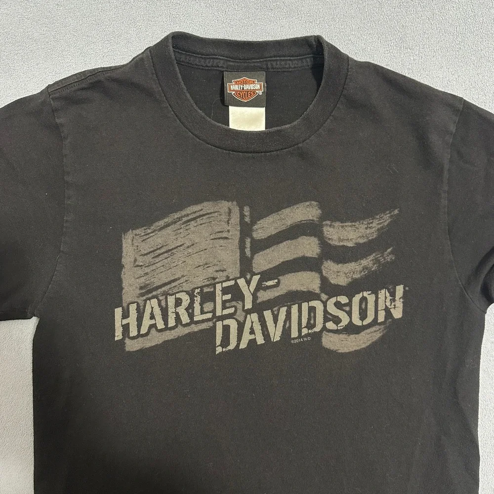 Harley-Davidson Graphic T-Shirt N. Canton Ohio Flag Mens Black Size Small‎